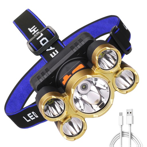 VÝKONNÁ LED COB ČELO REFLEKTOROVÁ TURISTICKÁ ČELOVKA 5LED