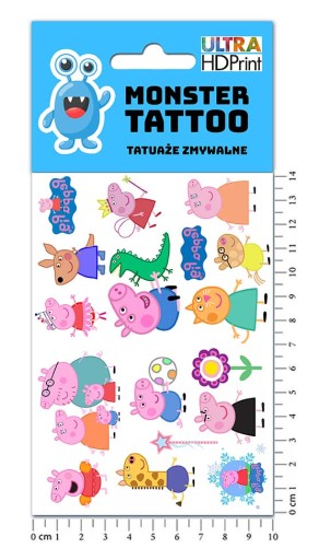 UMÝVAJÚCE DOČASNÉ TETOVANIE PRE DETI DETSKÉ PEPPA PIG ORIGINÁLNE DIZAJNY