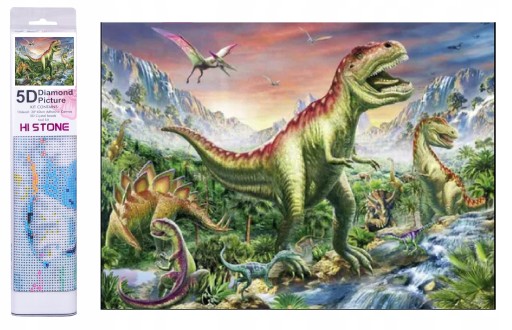 DIAMANTOVÁ MOZAIKA DIAMANTOVÁ VÝŠIVKA T-REX DINOSAUR