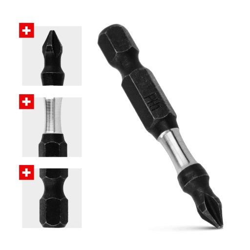 Nárazový bit Nárazové bity PH1 50mm | Nárazový bit pre skrutkovač 2 ks.
