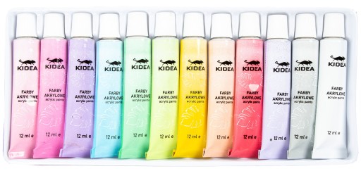 AKRYLOVÉ FARBY PASTELOVÁ TUBA 12ml 12 FARIEB KIDEA