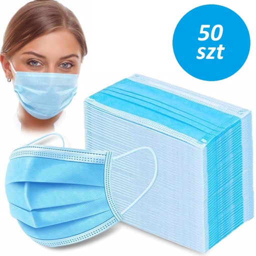 JEDNORÁZOVÁ MASKA, 3-VRSTVOVÉ MASKY, 50 KS