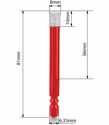 OTVOROVÁ PÍLA DIAMANTOVÁ VŔTAČKA VŔTAČKA 8mm PRE ŠESTESTNÁROVÚ keramiku