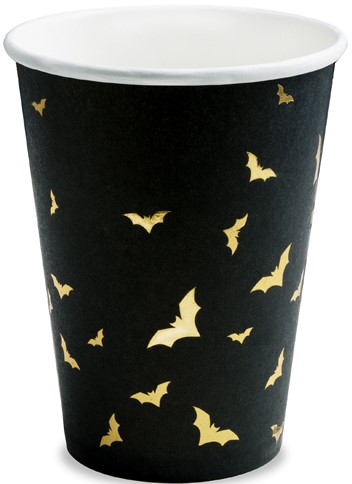 HRNČKY čierne so zlatými BATKY na HALLOWEEN Sv. Ondreja 220ml 6 ks