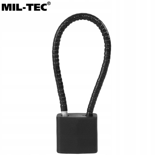 Visiaci zámok s lankom, ochrana proti krádeži Mil-Tec, 20 cm, čierna oceľ