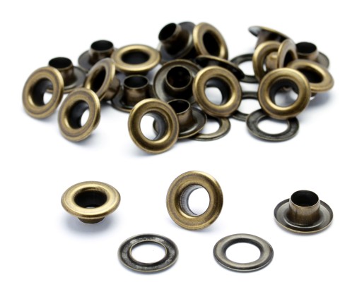 Kožené očká 6 mm MEDENÉ + 100 kovové podložky