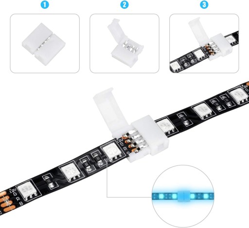 KONEKTOR PRE RGB RGBW LED PÁS 10mm 4PINOVÝ PRIAMY RÝCHLOKONEKTOR BEZ PÁJKY