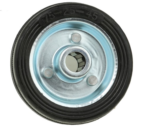 KOLIESKO NA VOZÍK 75 mm GUMOVÉ KOLIESKO PLNOKOVOVÝ OTVOR 12 mm