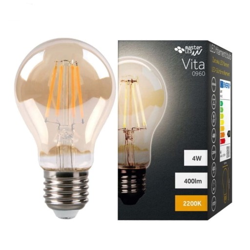 E27 LED žiarovka 4W Filament Vita A60 Warm 2200K Amber High Quality