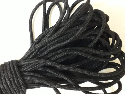 Okrúhla zapletaná guma, 3 mm, mäkká elastická, zapletená gumená šnúrka, 5 m, čierna
