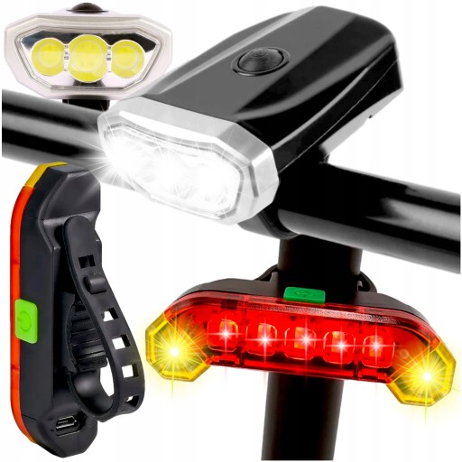 LED BIKE SVETLO PREDNÉ ZADNÉ USB SÚPRAVA NA BICYKEL