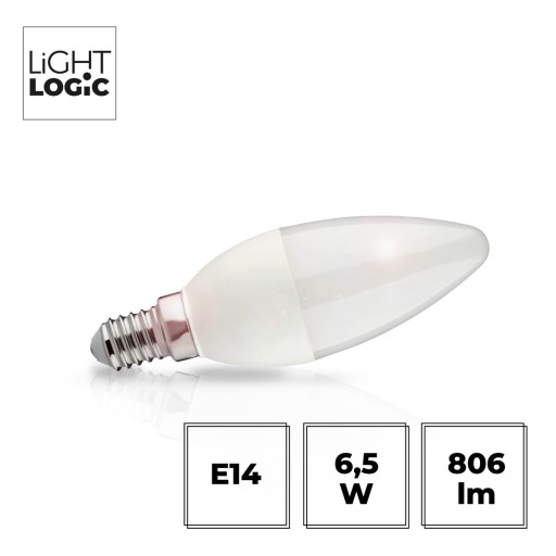 LED žiarovka na sviečku LL C35 6,5W E14 NW biela 806lm LIGHTLOGIC