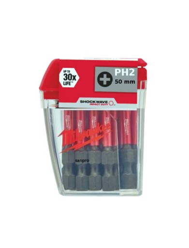 NÁRAZOVÝ BIT MILWAUKEE SHOCKWAVE PH 2x50mm (1ks)