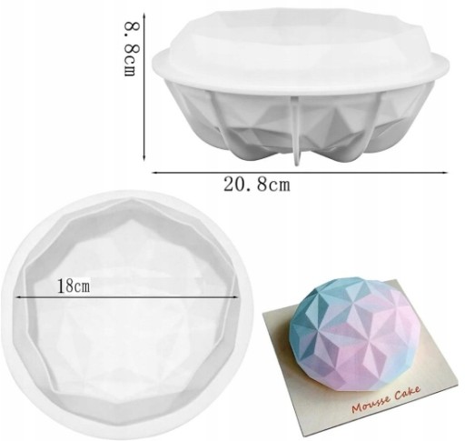 SILIKÓNOVÁ FORMA NA TORTY DIAMANTOVÁ MOUSE DEZERT DOME VEĽKÁ FORMA