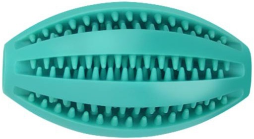 RAGBY LOPTA VYČISTÍ VÁM ZUBY ZÚBKY NA POCHÚŤKY VSTUPENKA HRAČKA PRE PSA 11,5 cm