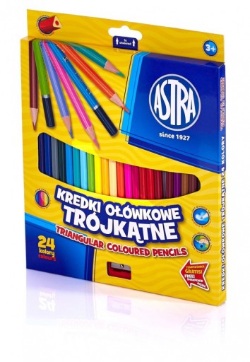 Ceruzkové pastelky 24 farieb Astra, trojuholníkové, 312110
