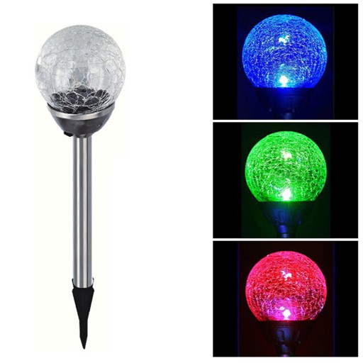 Záhradné svietidlo SOLAR BALL sklo 8cm LED COLD + RGB
