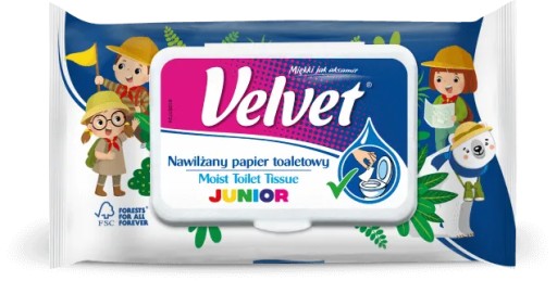 VELVET JUNIOR vlhčený toaletný papier, 48 kusov