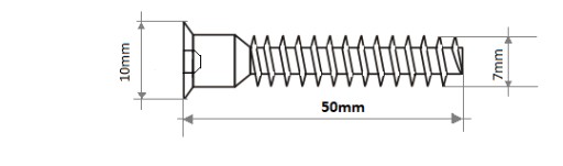 Potvrdzovacia skrutka Potvrdzuje 7,0 x 50 mm x 2 ks