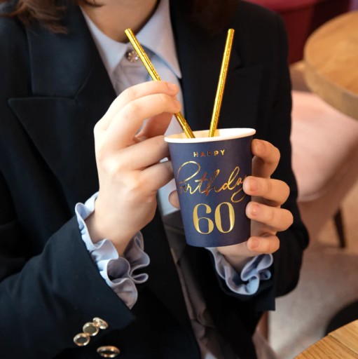 Happy Birthday cups 60th birthday 220ml 6 ks.