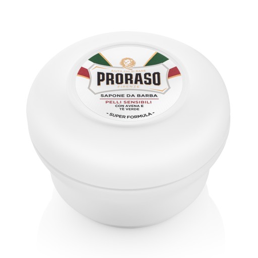 Proraso Sapone upokojujúce mydlo na holenie v tégliku. Zelený čaj a ovsené vločky 150 ml
