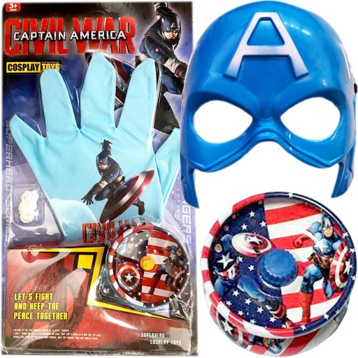 SÚPRAVA šiat CAPTAIN AMERICA 3v1 JOJO GLOVE SUPERHERO MASK