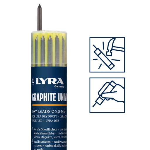 Náhradné grafitové náplne Lyra do mechanických ceruziek, tvrdosť H, 12 ks