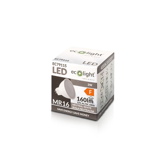 LED žiarovka MR16 12V 2W = 20W 160lm Neutrál