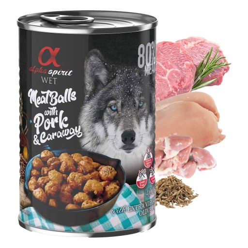 ALPHA SPIRIT Mokré krmivo pre psov Fašírky Bravčové 400g