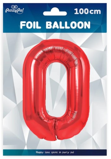 Balón číslo 0 ČERVENÁ fólia 100 cm 1 m Narodeninová dekorácia