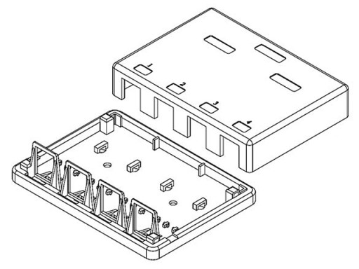 Box na povrchovú montáž 4x KEYSTONE DELOCK port