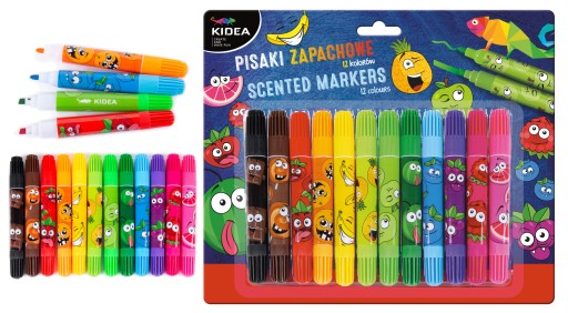 Kidea popisovače, fixky, 12 farieb, voňavé, obojstranné