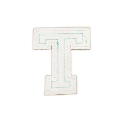 PATCH LETTER T veľká aplikácia Font cyan glitter