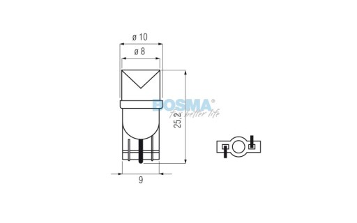 Bosma žiarovka 12v 1*LED štandard T10 zelená, 2 kusy