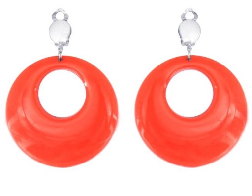CLIPS náušnice NEON ORANGE DISCO outfit 70. a 80. roky 20. storočia