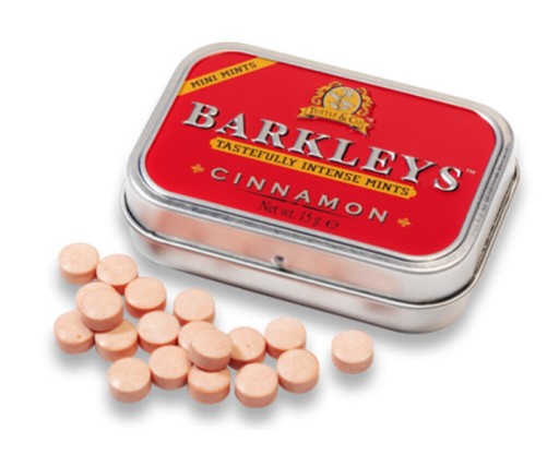 Barkley's Cinnamon Mini škoricové pastilky na dražé bez cukru plechovka 15g z USA