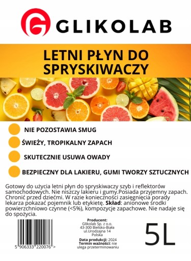 GLIKOLAB letná kvapalina do ostrekovačov 5 litrov (2X5L) 10L