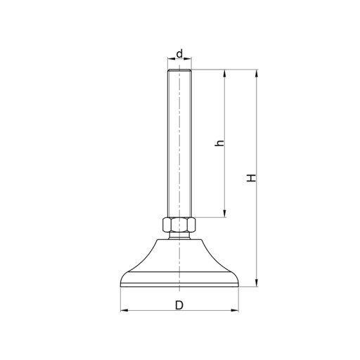 Nivelačná nastaviteľná nožička 60mm so skrutkou M8x60mm