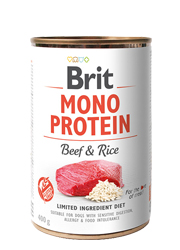 BRIT MONO PROTEIN WET DOG FOOD - hovädzie mäso s hnedou ryžou 400g