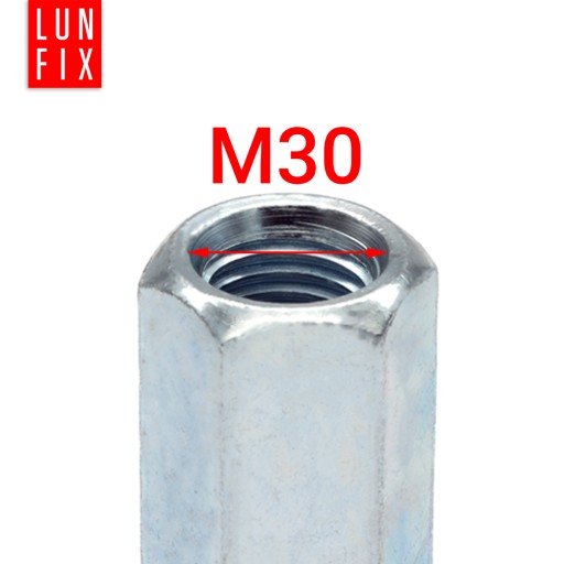 Spojovacia matica M30x90 šesťhranná DIN6334, pozinkovaná, 1 ks.