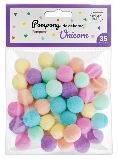 Plyšové brmbolce 2cm 35ks guľôčky na ozdobu, mix farieb UNICORN INTERDRUK