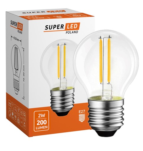 LED žiarovka E27 Filament 2W Edison Decorative G45