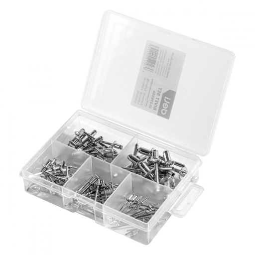 SADA ODOLNÝCH HLINÍKOVÝCH NITOV PRE NITOVAČKU DELI TOOLS, 75 KS.
