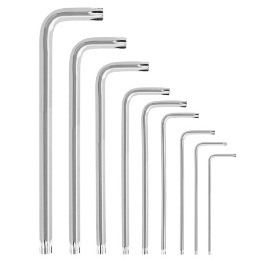 KĽÚČE TORX, oceľ, 9 kusov, T10 – T50, imbusový kľúč, imbusový kľúč Torx, imbusové kľúče