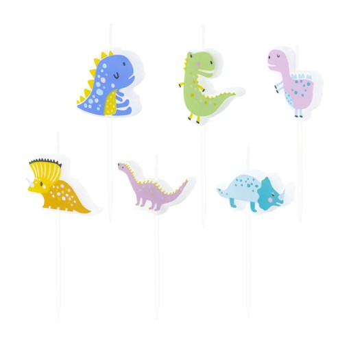 Dinosaurie sviečky, 6 ks, muffiny na narodeninovú tortu