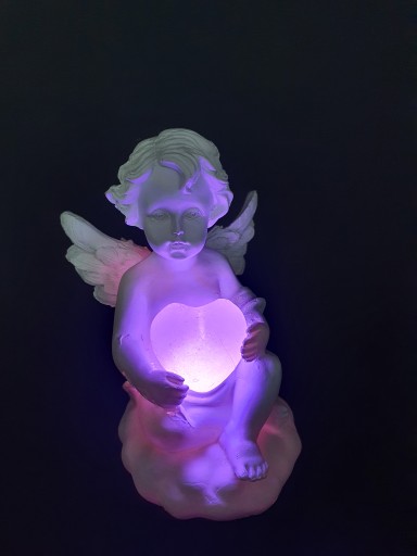 ANJEL SO SRDCOM ANJEL LED VLOŽKA FÓRKA DEKORATÍVNY HROB BIELY HROB