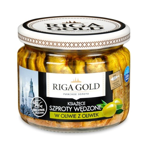 Údené šproty v olivovom oleji Riga Gold 270g