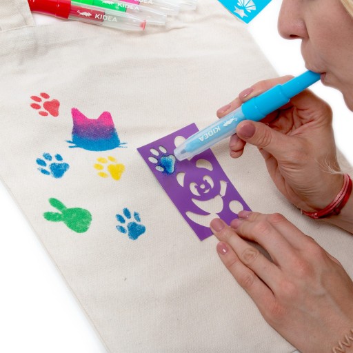 Kidea Fabric fixky v spreji so šablónami Animals, nafukovacie fixky