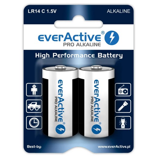 Alkalické batérie EverActive C LR14 Pro