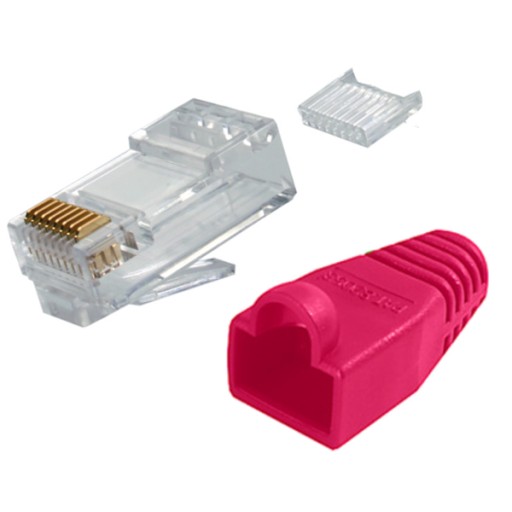 Zástrčka RJ45, kat.6 UTP, červený kryt, Telegartner